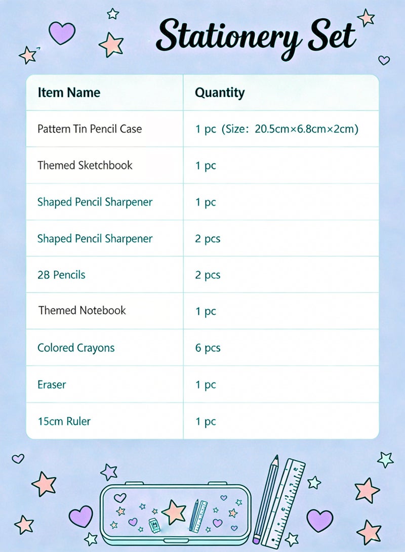 Disney 16-piece student stationery set, school supplies gift box set, suitable for primary school students, including pencils, erasers, pencil sharpeners-pencil cases-colored crayons-notebooks, etc. Birthday gift for back-to-school season - Image 2